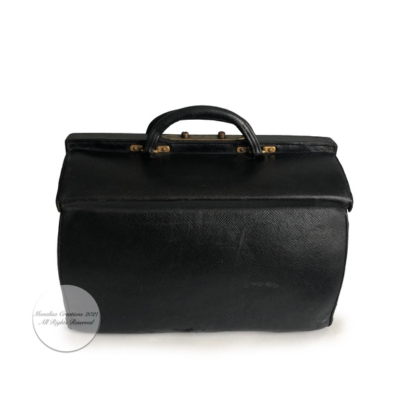 Louis Vuitton Doctors Bag Cabin Train Case Antique Black Grained Leather Rare - Picture 6 of 15